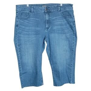 Riders by Lee Women 18 Medium Wash Denim Cotton Stretch Pocket Jean Capri Pants